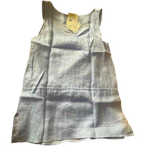 DonCaster 100% linen periwinkle blue chambray sleeveless top relaxed Small NWT - Picture 3 of 4
